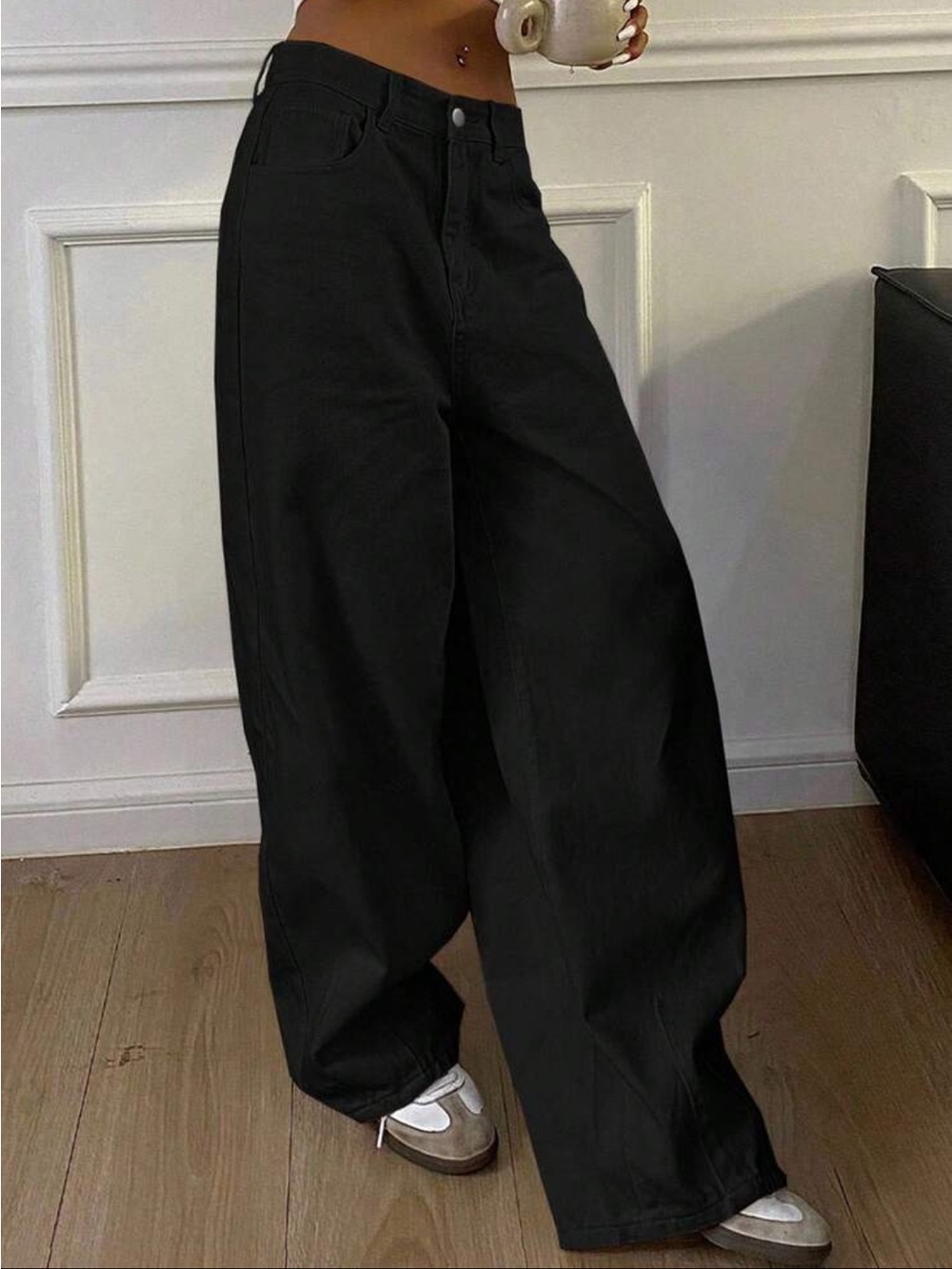Wide-Leg Black womens  Jeans - Classic Casual Fit